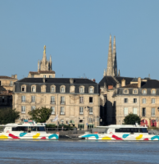 Image représentant deux bateaux LE BATO sur la Garonne sur les quais de Bordeaux.