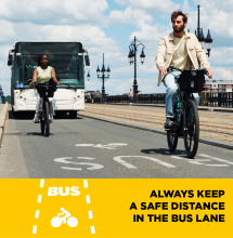 Always keep a safe distance in the bus lane.