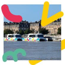 Image représentant deux bateaux LE BATO sur la Garonne sur les quais de Bordeaux.